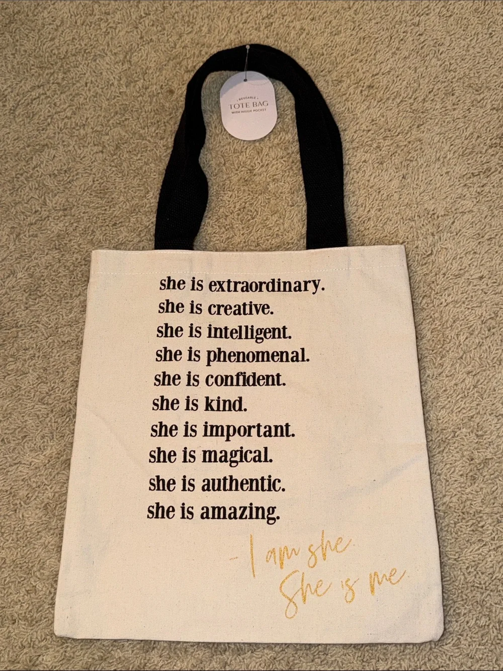 Inspiring tote, pencil pouch, blank journal notebook and pen set